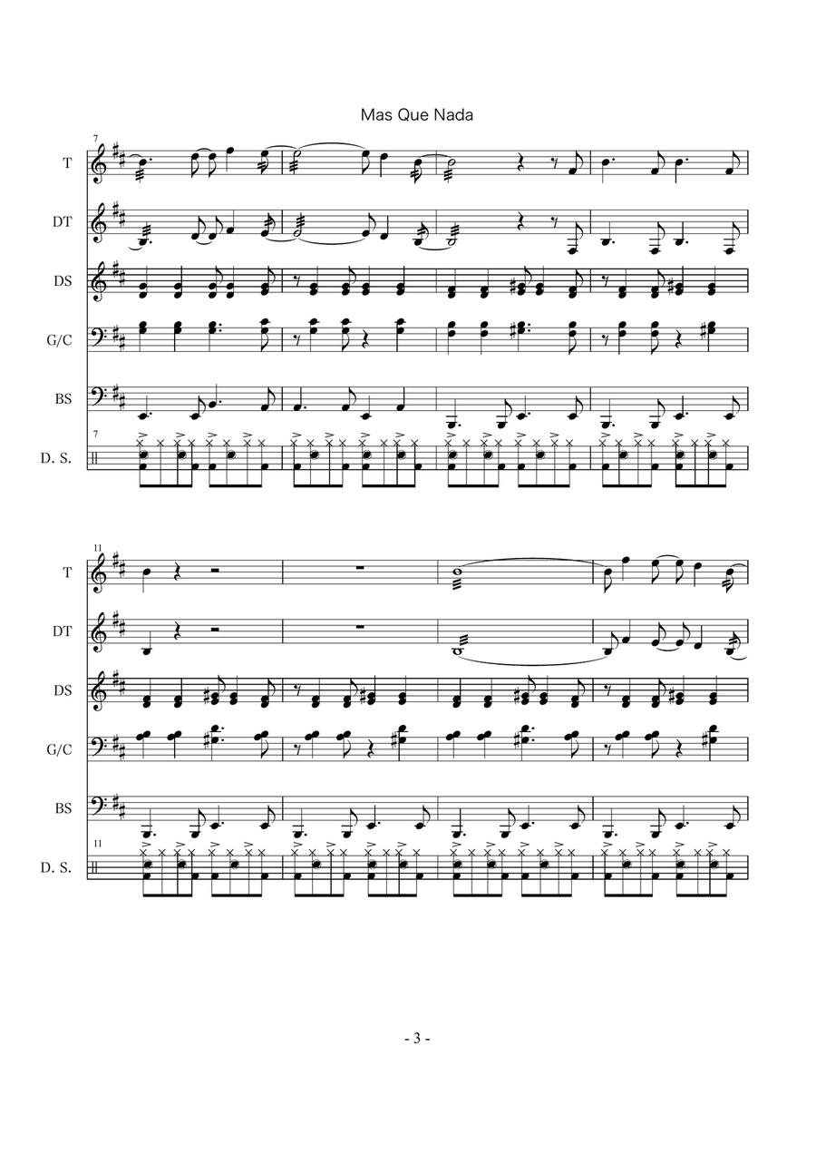 Mas Que Nada Percussion Ensemble scores gallery preview page 3