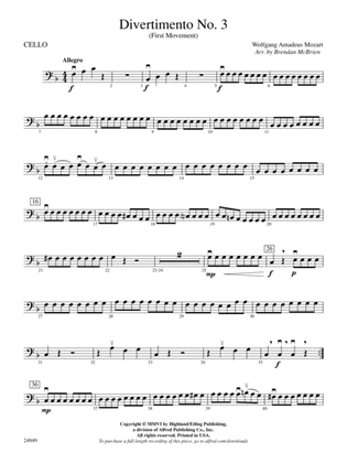 Divertimento No. 3 (1st Movement): Cello