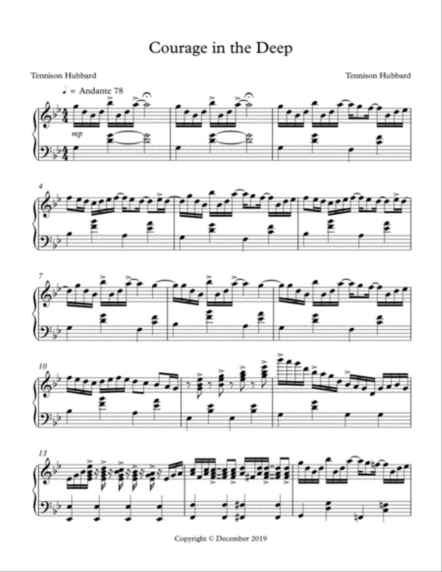Courage in the Deep Piano Solo scores gallery preview page 1