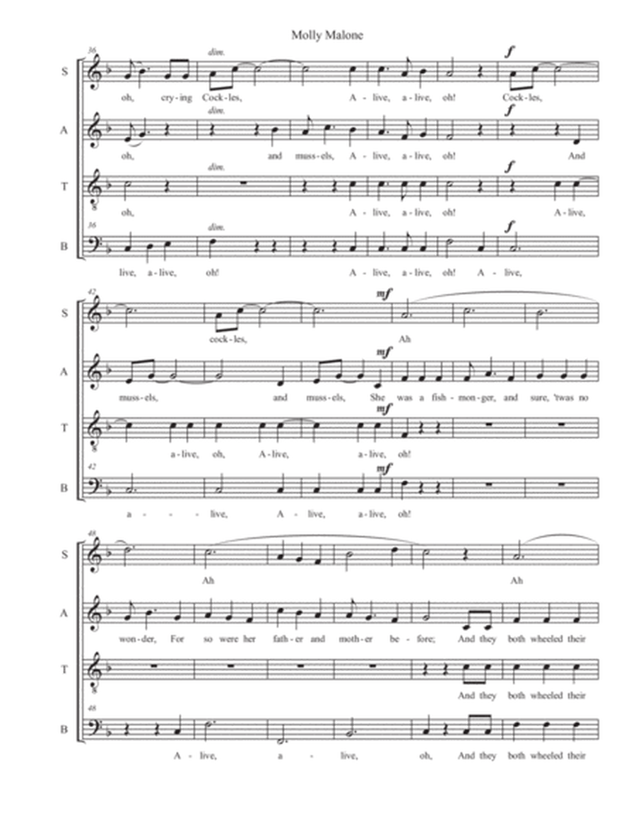 Molly Malone (SATB, a cappella) arranged by Sarah Jaysmith (Traditional Irish folk song) image number null