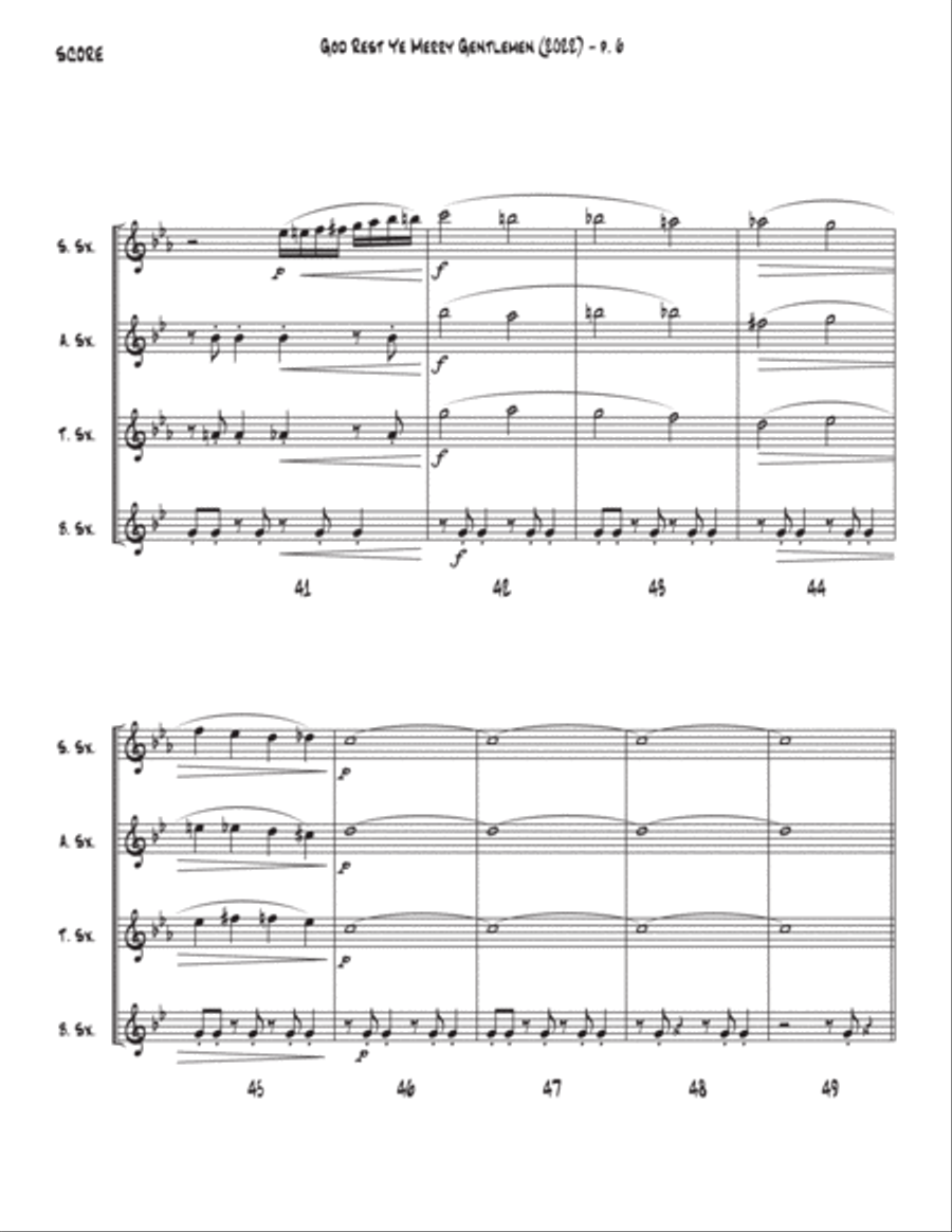 God Rest Ye Merry Gentlemen (2022) Saxophone Quartet scores gallery preview page 6
