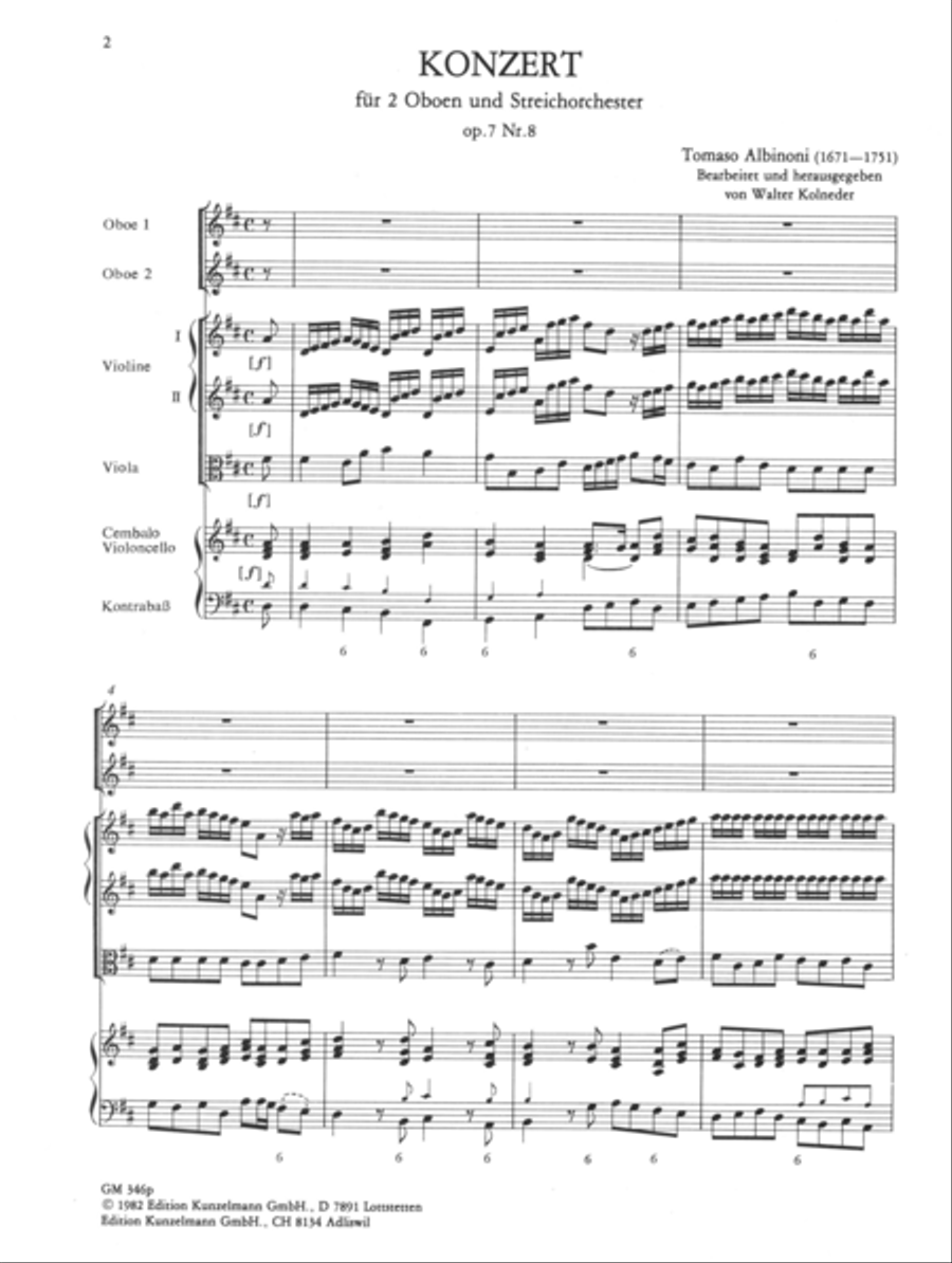 Concerto for 2 oboes Op. 7/8 Oboe scores gallery preview page 2