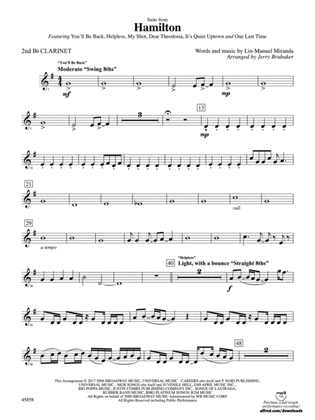Book cover for Hamilton, Suite from: 2nd B-flat Clarinet