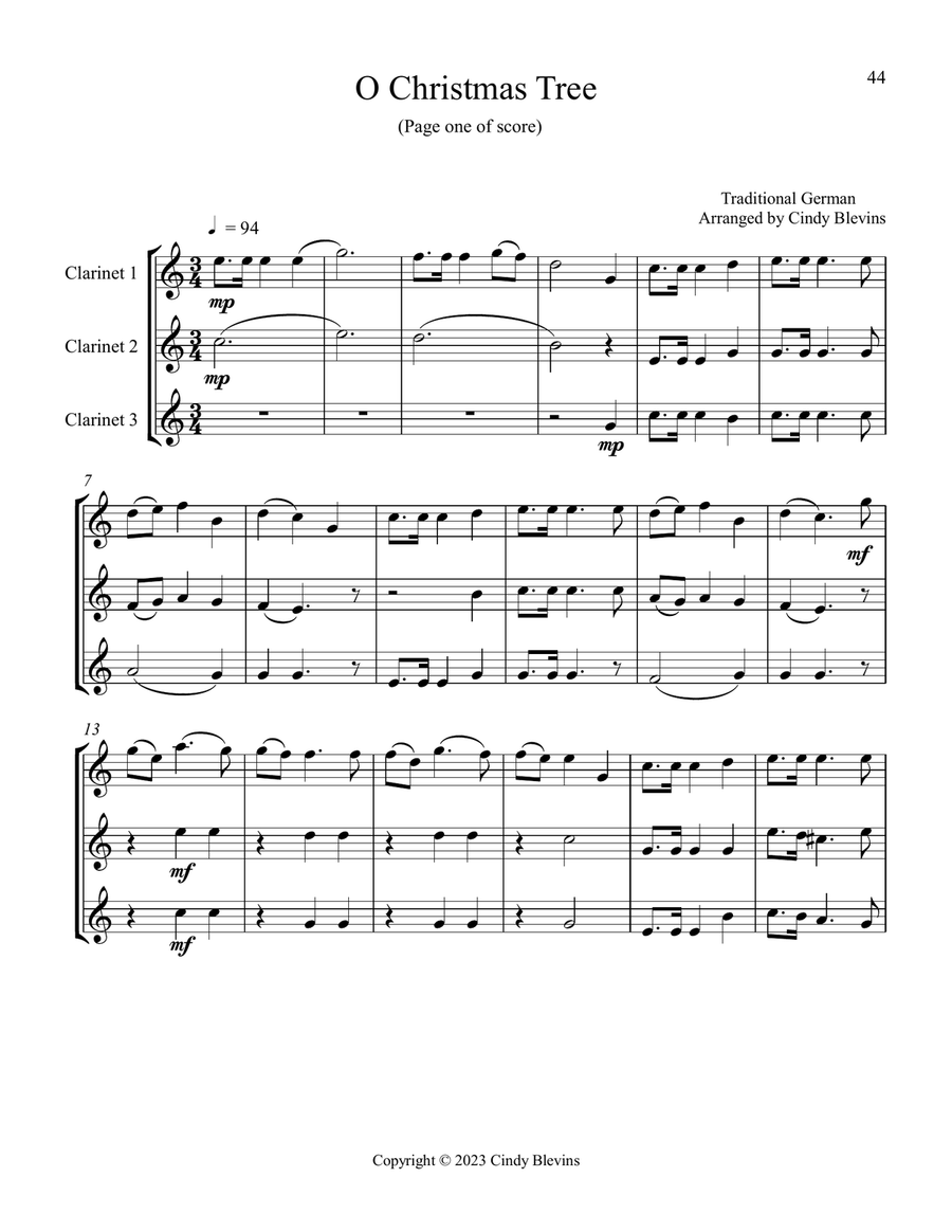 Clarinet Trios for Christmas, Vol. III (12 arrangements) Clarinet Trio scores gallery preview page 3