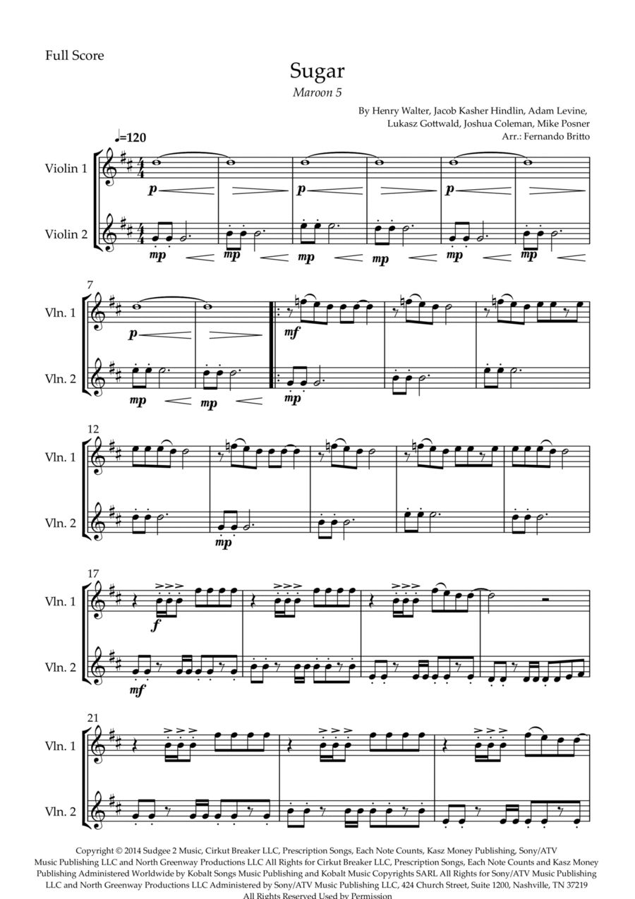 Sugar Sugar String Duet scores gallery preview page 1