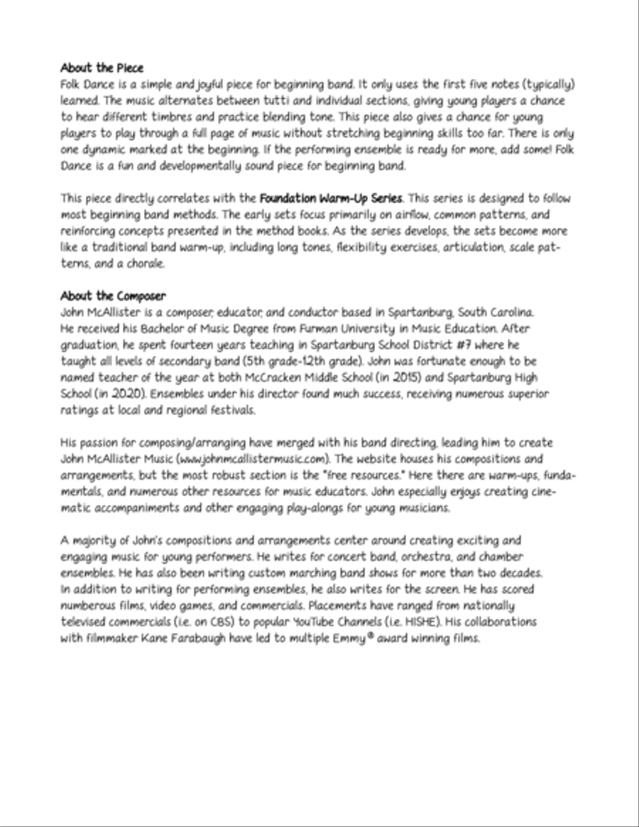 Folk Dance - for beginning band Concert Band scores gallery preview page 2