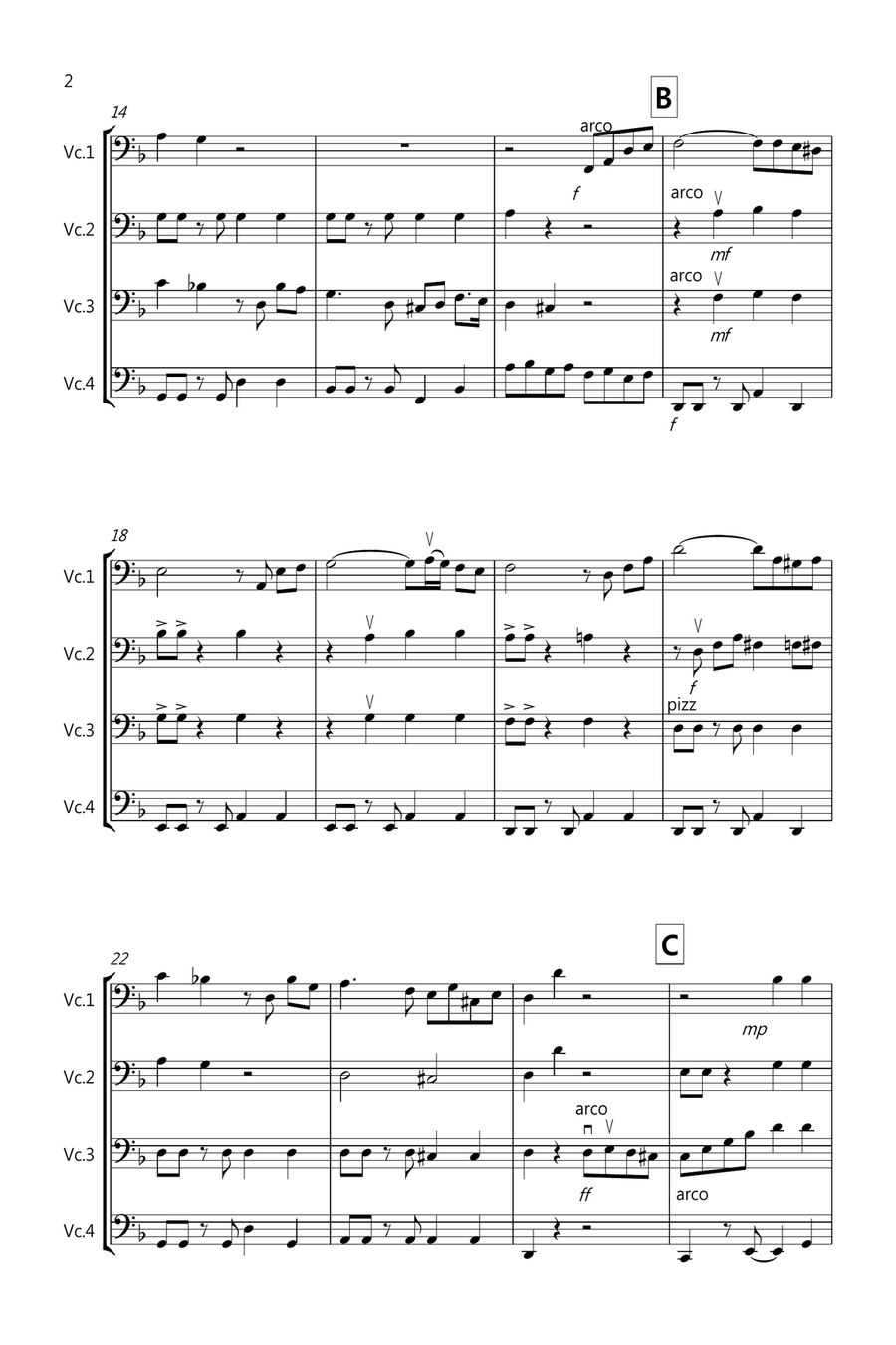 Tasty Tango for Cello Quartet Cello Solo scores gallery preview page 2
