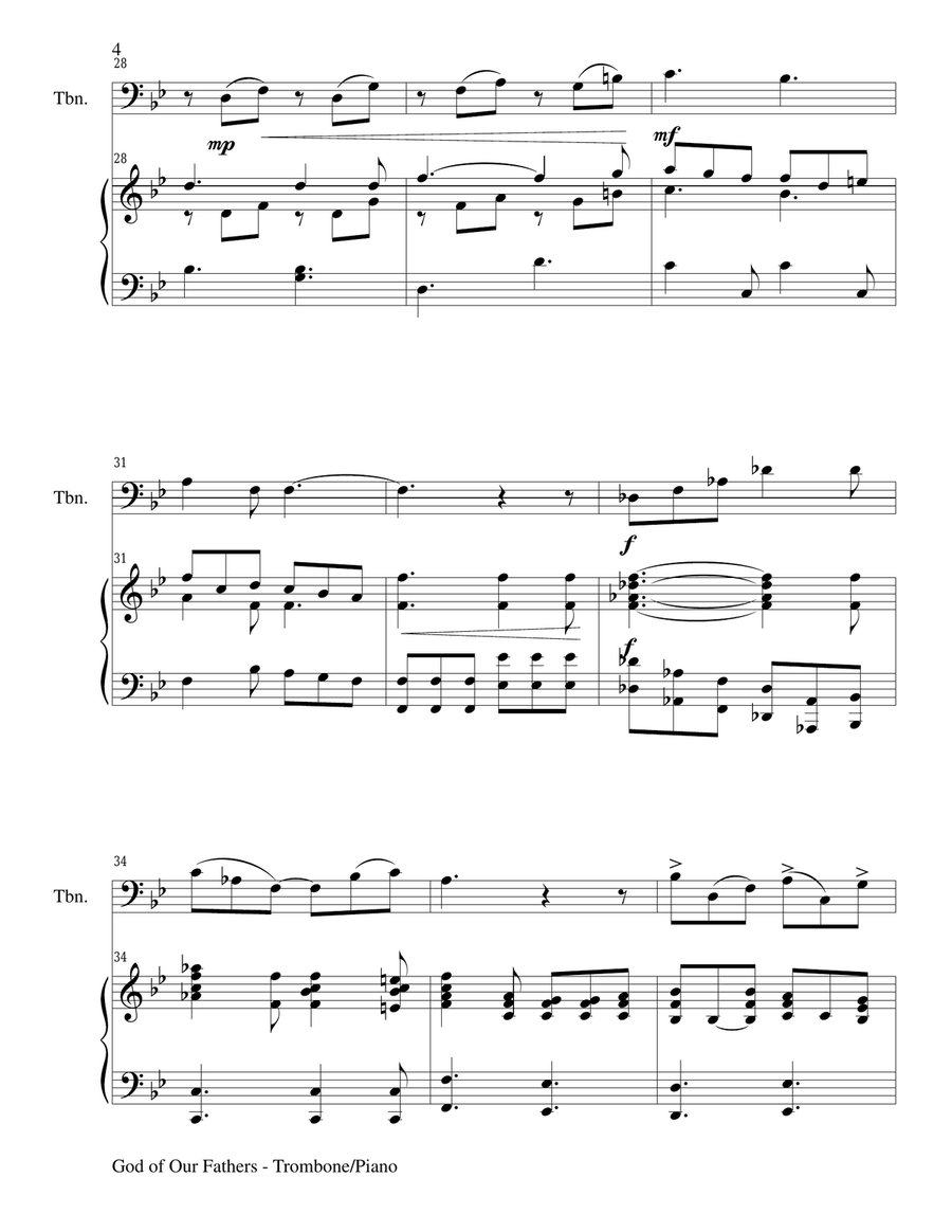 GOD OF OUR FATHERS (Duet – Trombone and Piano/Score and Parts) Trombone Duet scores gallery preview page 4