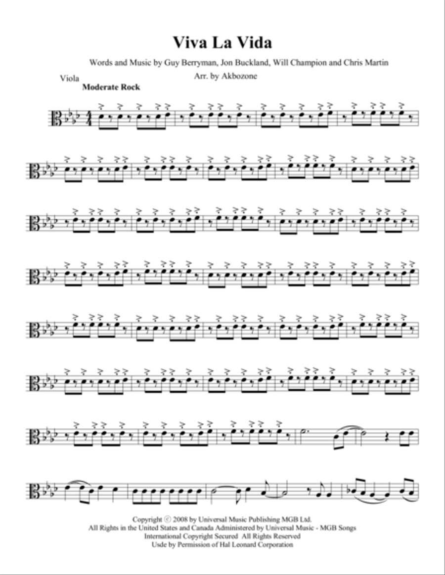Viva La Vida Viva La Vida Small Ensemble scores gallery preview page 1