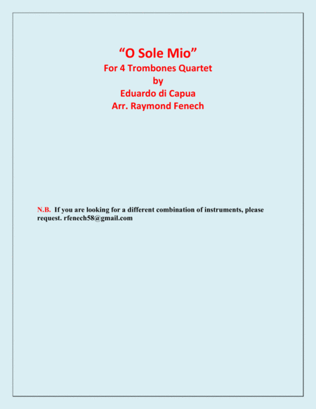 O Sole Mio - 4 Trombones image number null