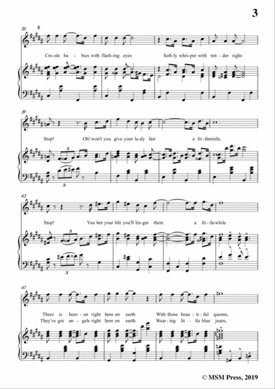 Turner Layton-Way Down Yonder in New Orleans,in B Major,for Voice&Pno Voice scores gallery preview page 5