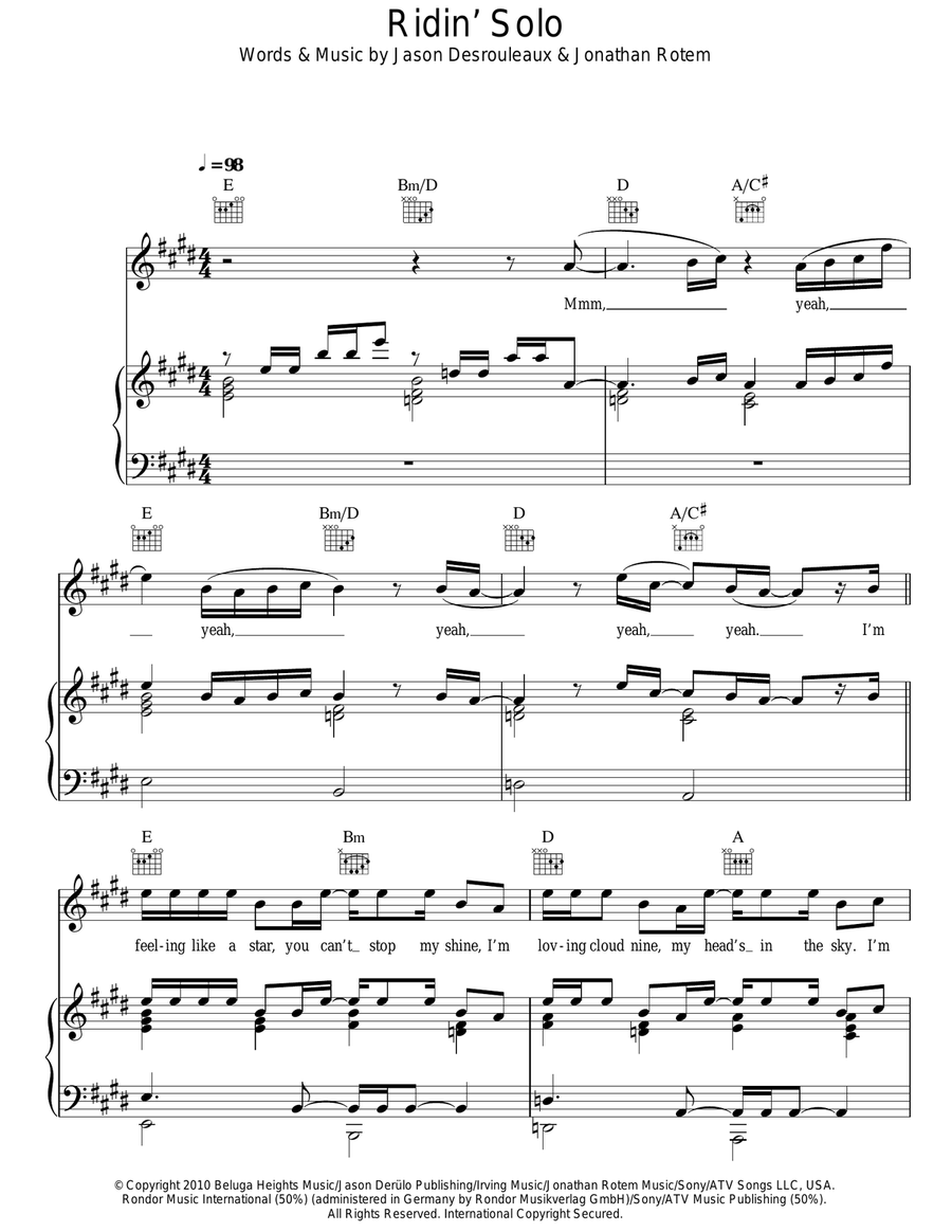 Ridin' Solo Ridin' Solo Piano, Vocal, Guitar scores gallery preview page 1