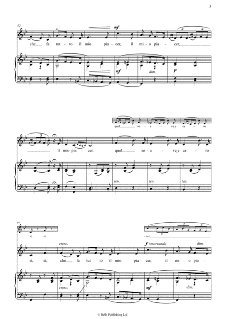 Pur dicesti, o bocca bella (B-flat Major) Voice Solo scores gallery preview page 3