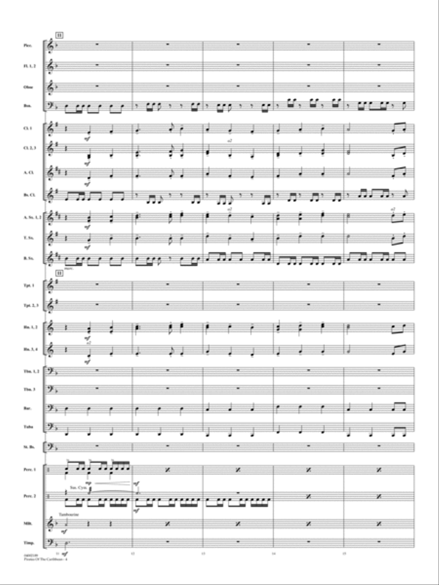 Pirates Of The Caribbean (Symphonic Suite) (arr. John Wasson) - Full Score Concert Band scores gallery preview page 4