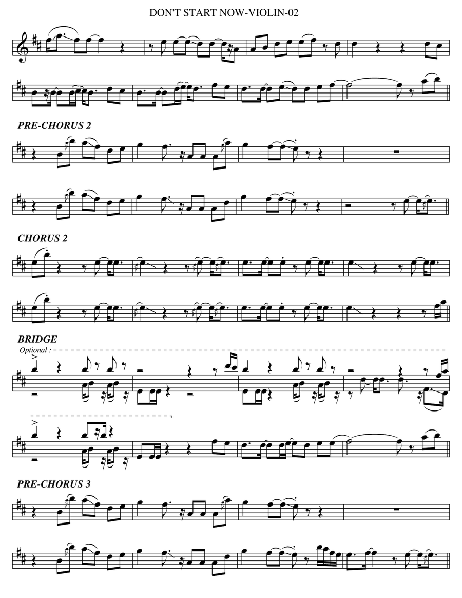 Don't Start Now Violin Solo scores gallery preview page 2