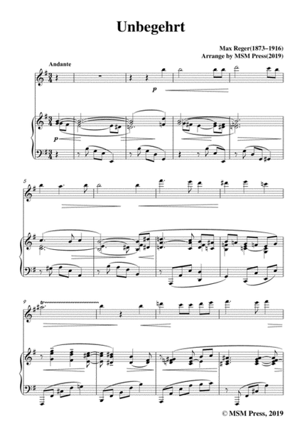 Reger-Unbegehrt,for Violin and Piano image number null