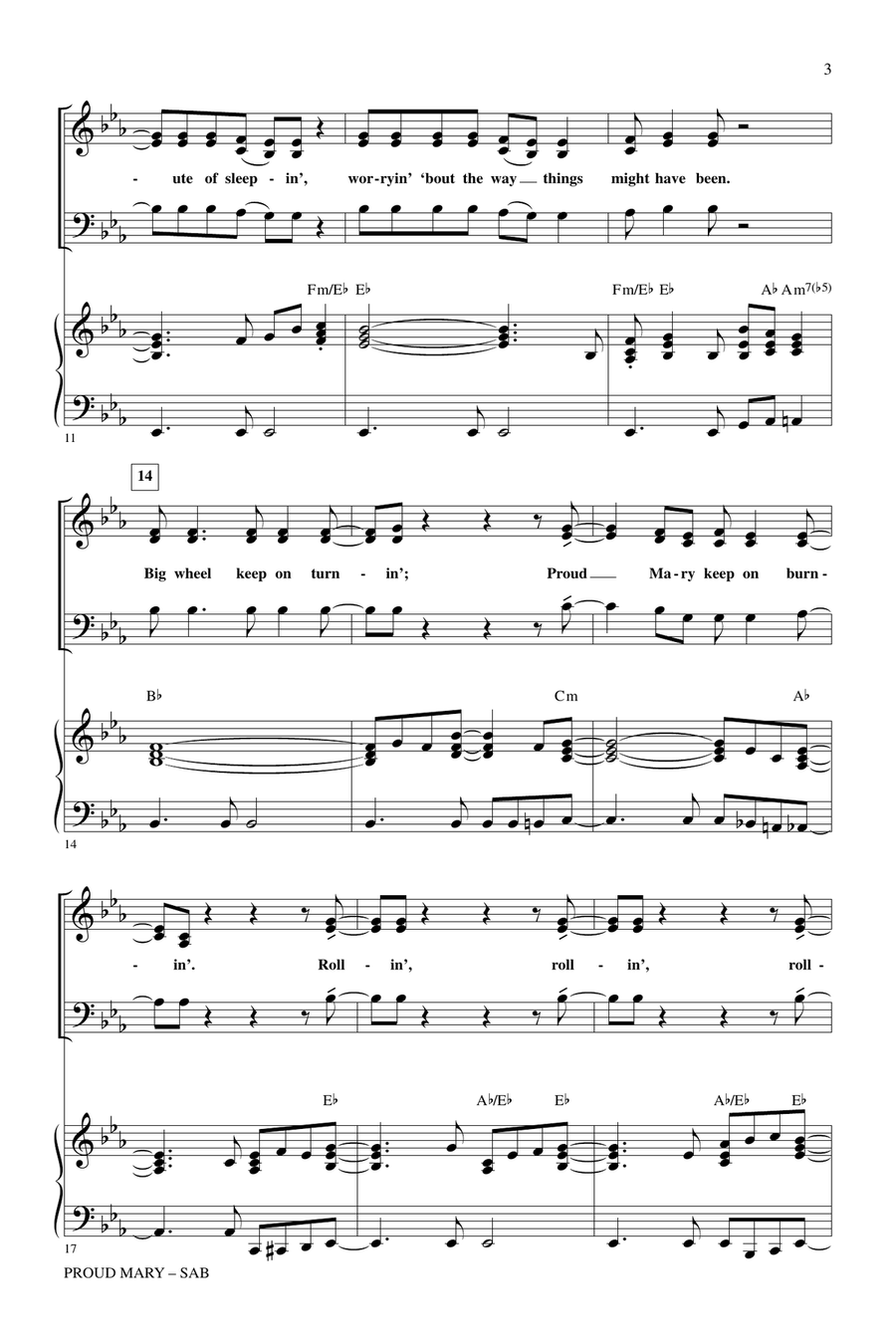 Proud Mary (arr. Kirby Shaw) 3-Part scores gallery preview page 2