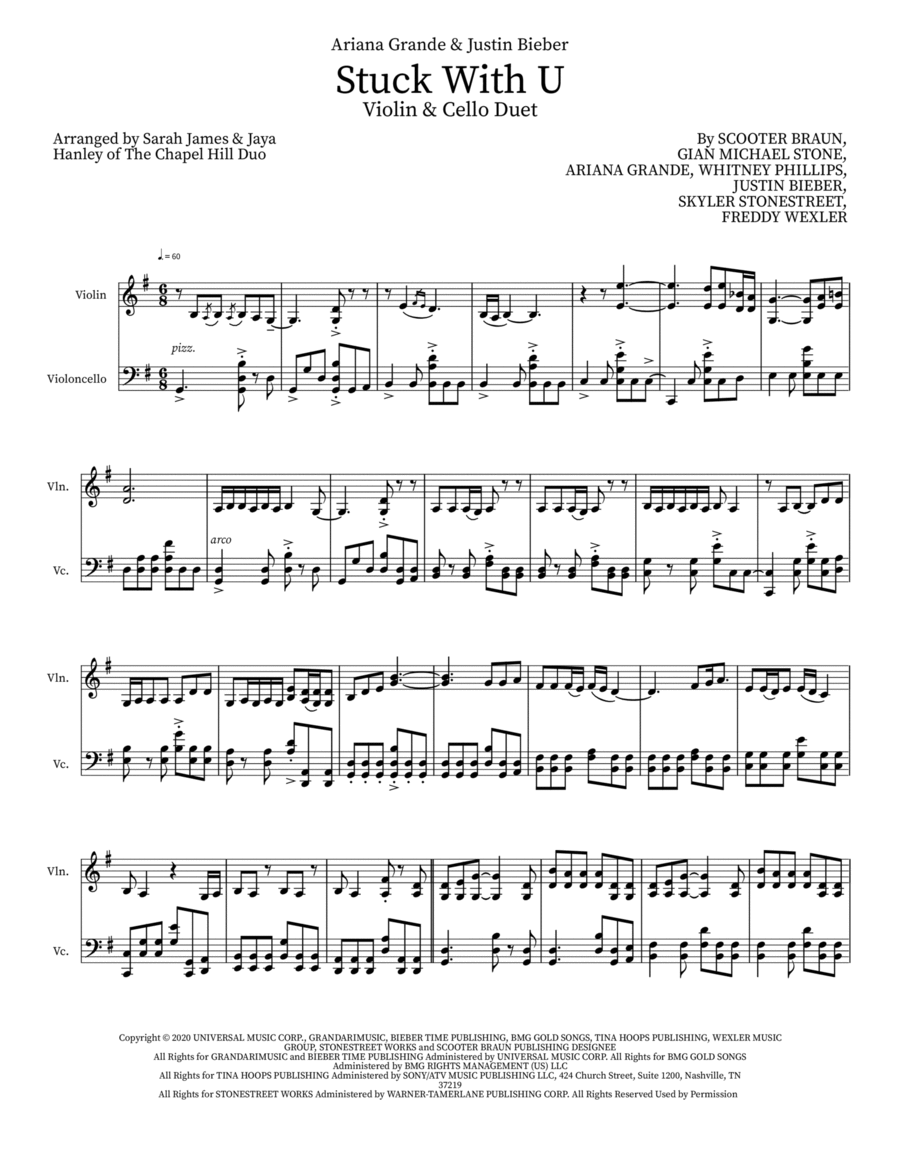 Stuck With U String Duet scores gallery preview page 1