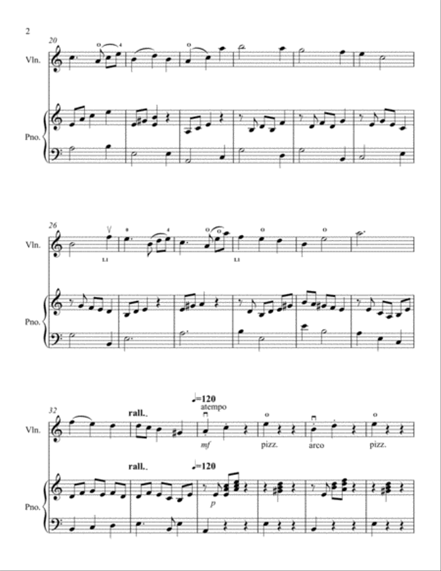 Variations on the folk tune "Linden Lea" for solo violin and piano image number null