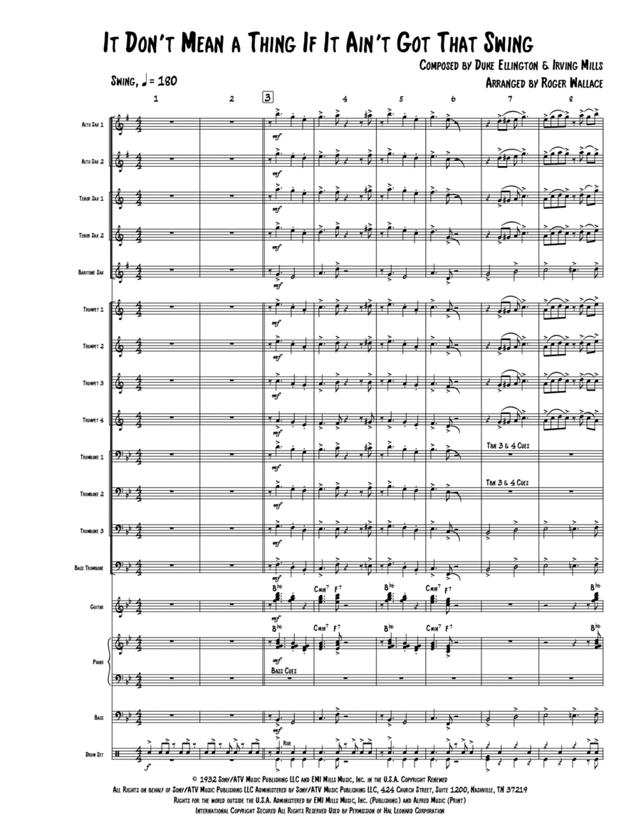 It Don't Mean A Thing (If It Ain't Got That Swing) Jazz Ensemble scores gallery preview page 1