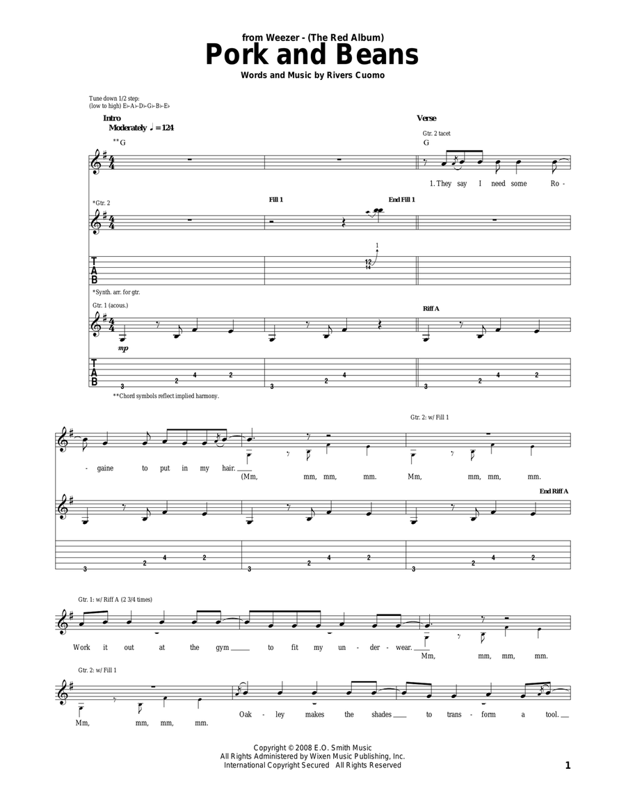 Pork And Beans Acoustic Guitar scores gallery preview page 1