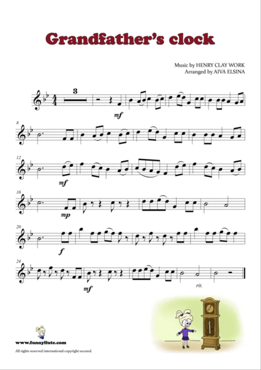 Grandfather's clock Flute Solo scores gallery preview page 2