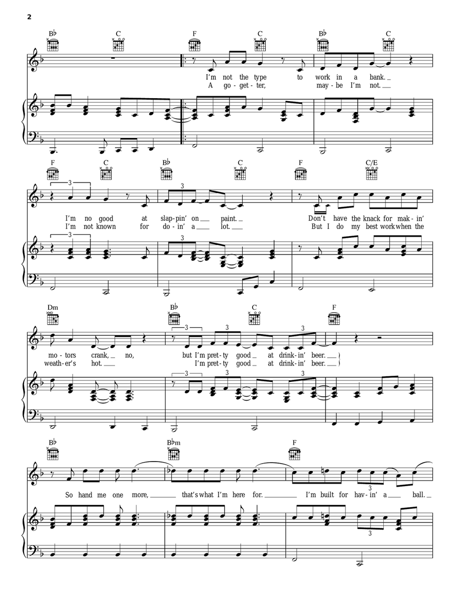Pretty Good At Drinkin' Beer Acoustic Guitar scores gallery preview page 2