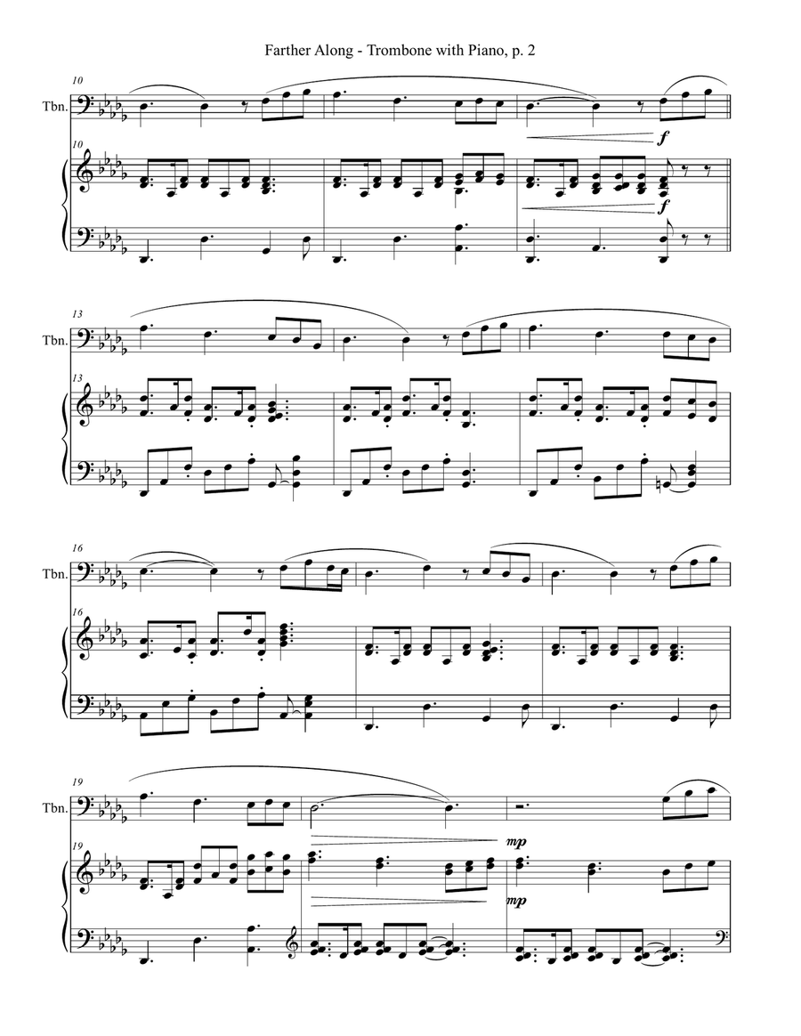 3 GREAT GOSPEL SONGS (for Trombone with Piano - Instrument Part included) Piano scores gallery preview page 3