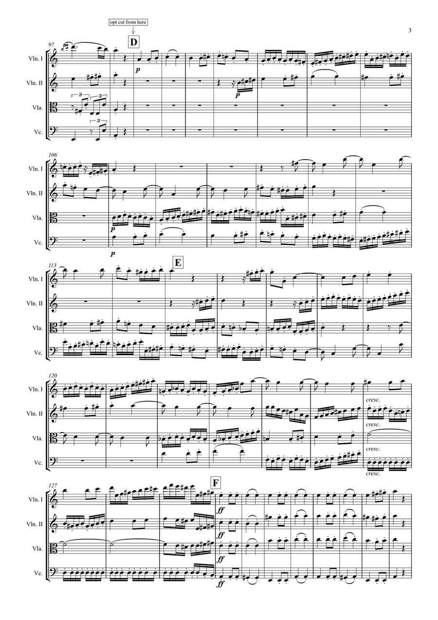 Beethoven: Symphony No.7 Op.92 Mvt.II Allegretto - string quartet String Quartet scores gallery preview page 5