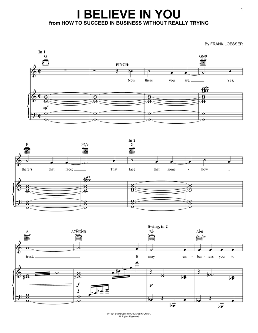 I Believe In You I Believe In You Piano, Vocal scores gallery preview page 1