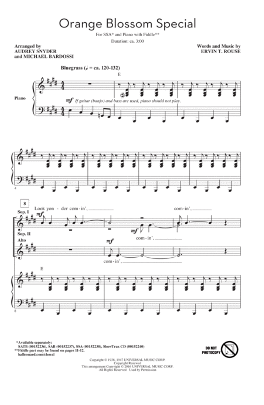 Orange Blossom Special Orange Blossom Special SSA scores gallery preview page 1