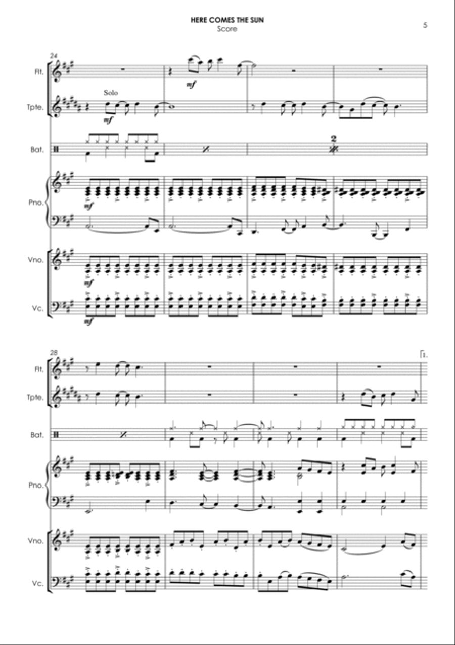 Here Comes The Sun Small Ensemble scores gallery preview page 5