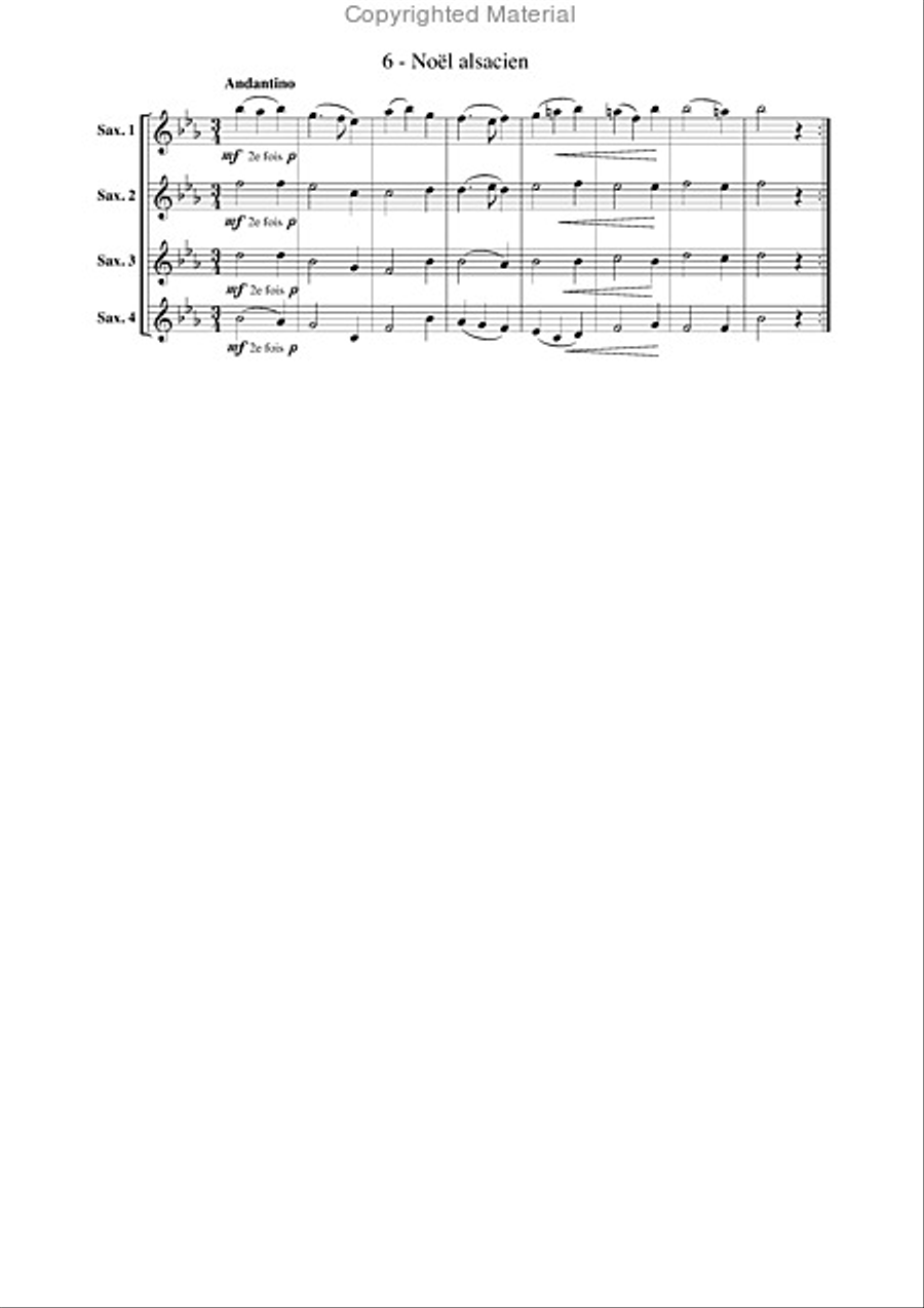 Chants de Noël (15), pour saxophone Saxophone Ensemble scores gallery preview page 7