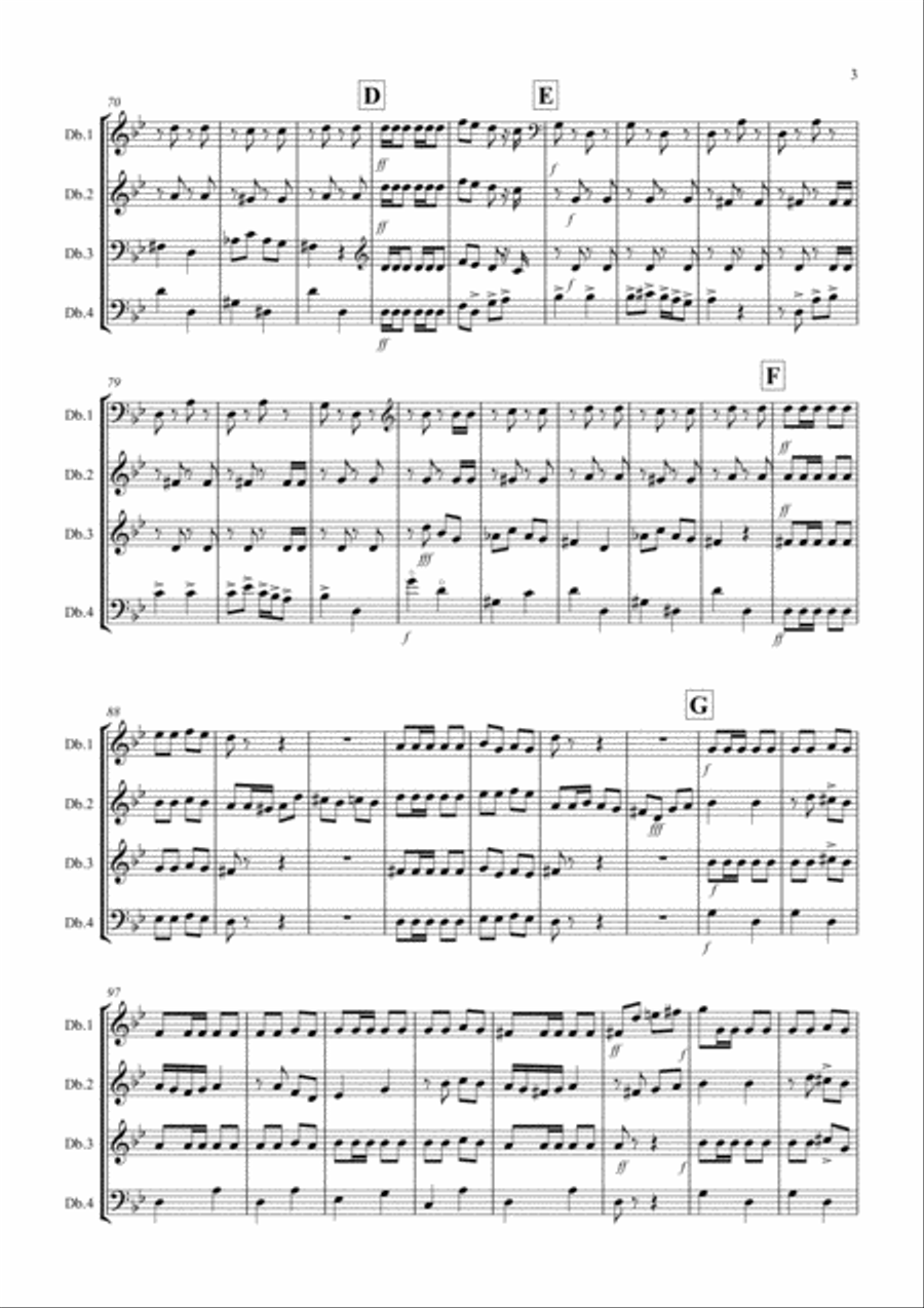 Flamenco Fantastico for Double Bass Quartet Flamenco Fantastico for Double Bass Quartet Double Bass scores gallery preview page 3