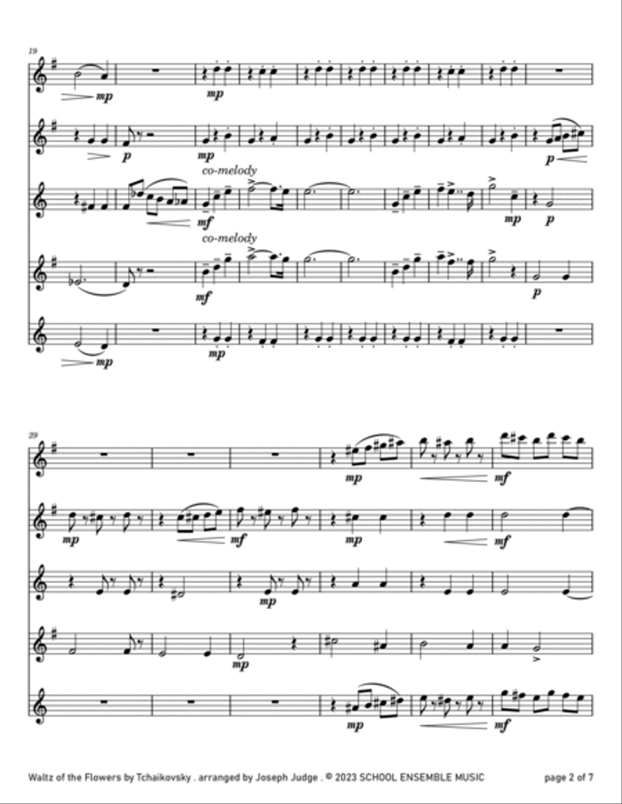 Waltz Of The Flowers by Tchaikovsky for Saxophone Quartet in Schools Saxophone Quartet scores gallery preview page 2