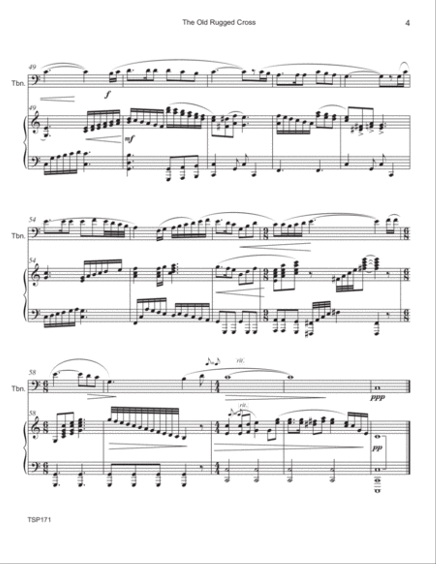 THE OLD RUGGED CROSS - TROMBONE SOLO with Piano Accompaniment Brass Duet scores gallery preview page 4