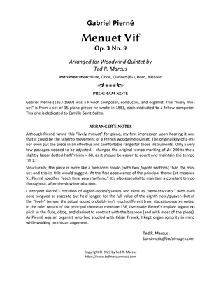 Menuet Vif, Op. 3 No. 9 for Woodwind Quintet