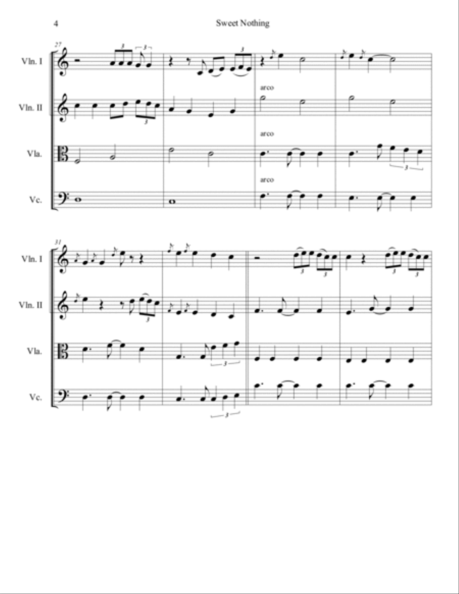 Sweet Nothing String Quartet scores gallery preview page 5