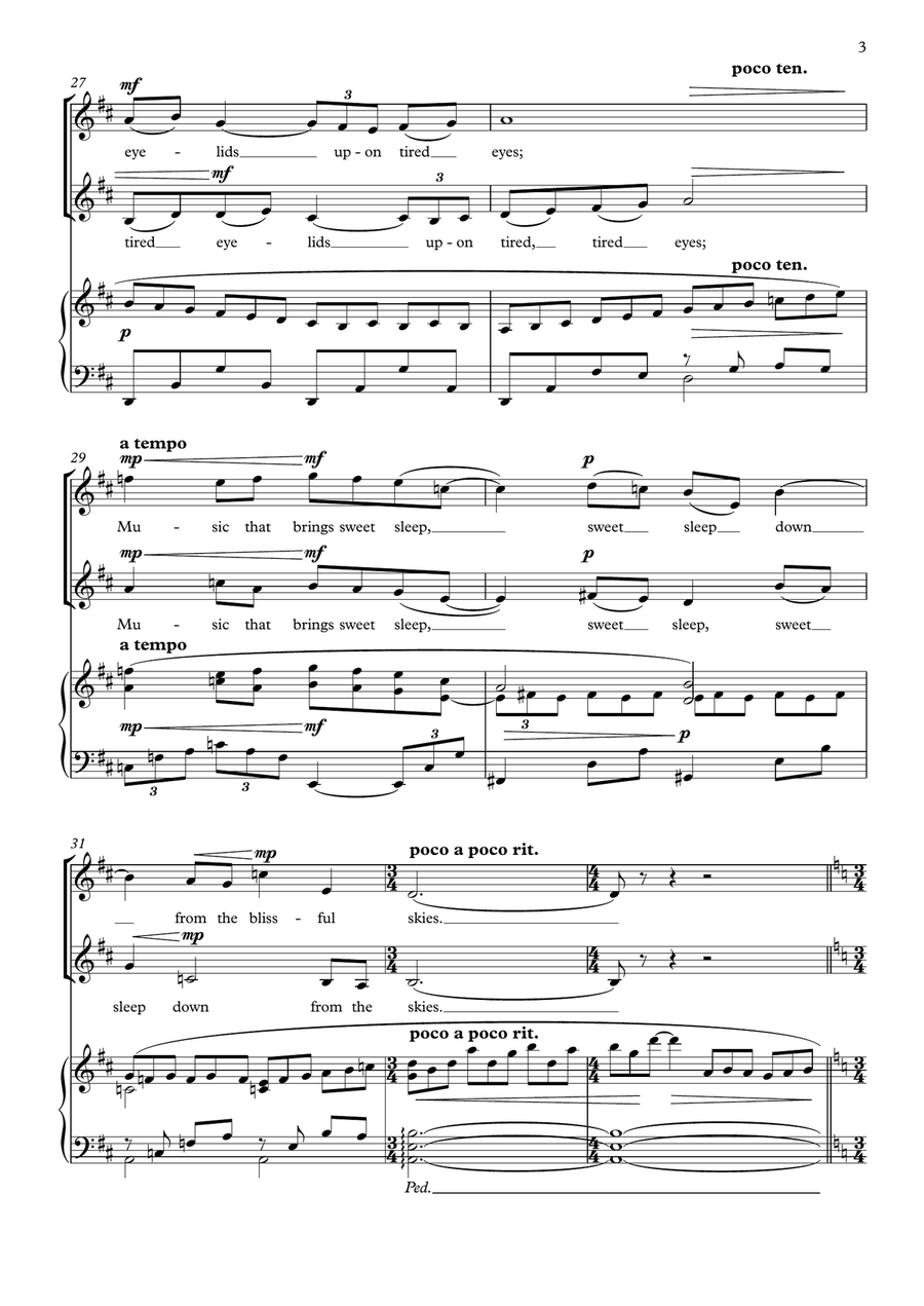 Sweet Music, for upper voice choir and piano SSAA scores gallery preview page 3