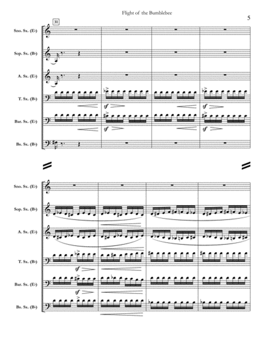Flight of the Bumblebee [for saxophone sextet] (full score & set of parts) image number null