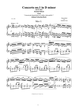 Book cover for J.S.Bach - Concerto no.1 in D minor BWV1052 -1 Allegro - Piano version