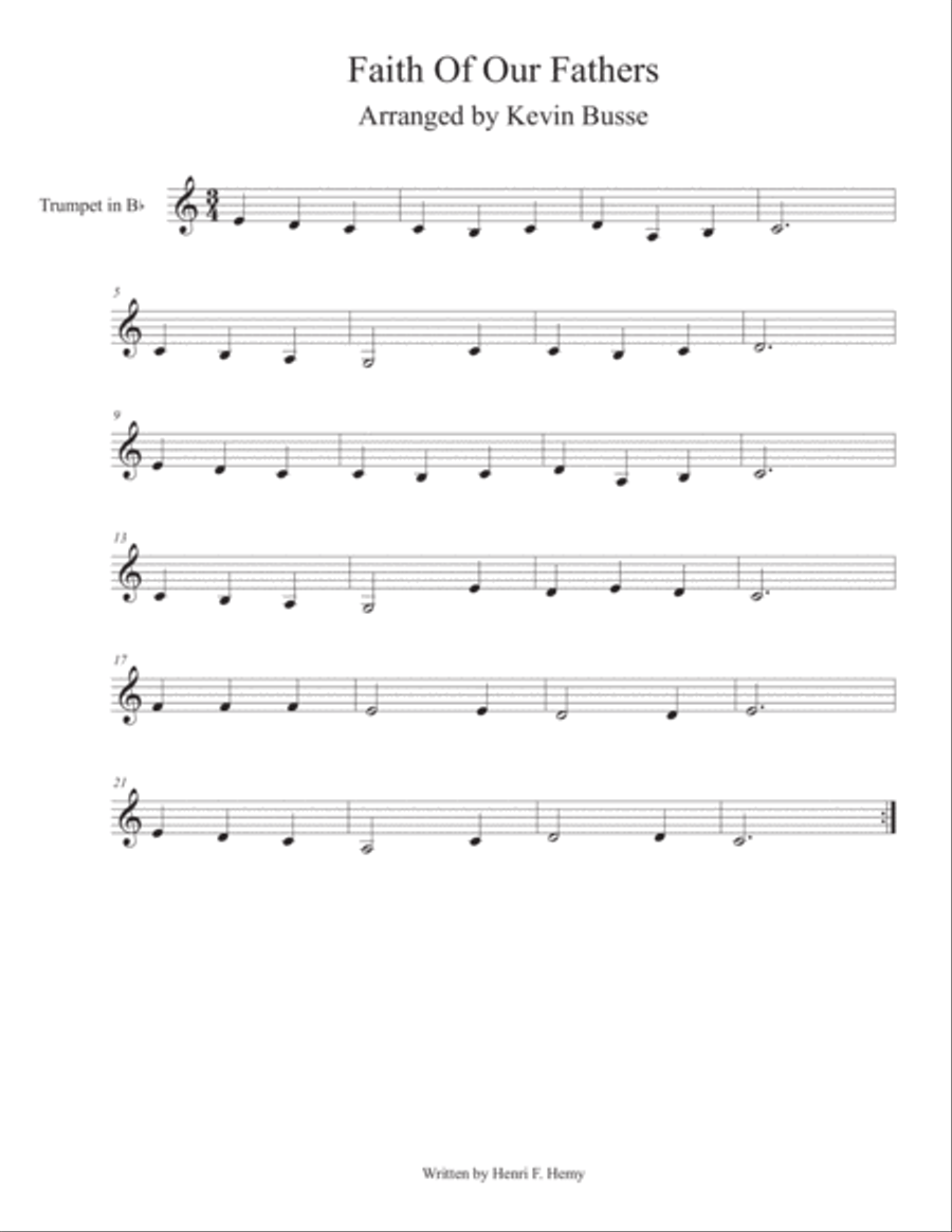 Faith Of Our Fathers (Easy key of C) - Trumpet Trumpet Solo scores gallery preview page 1