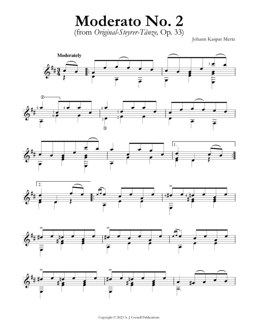 Moderato No. 2 (from Original-Steyrer-Tänze, Op. 33) Classical Guitar scores gallery preview page 1