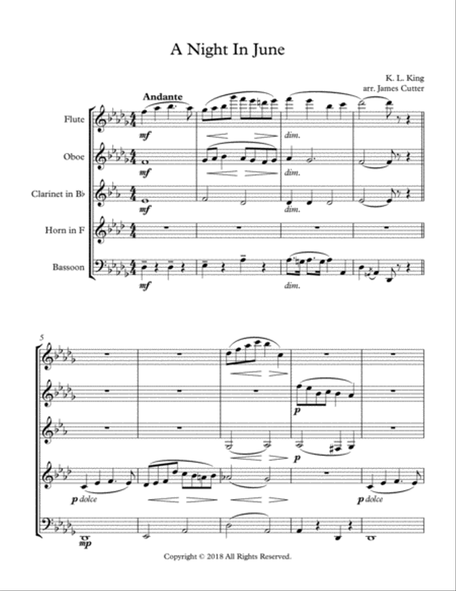 A Night in June Woodwind Quintet scores gallery preview page 1