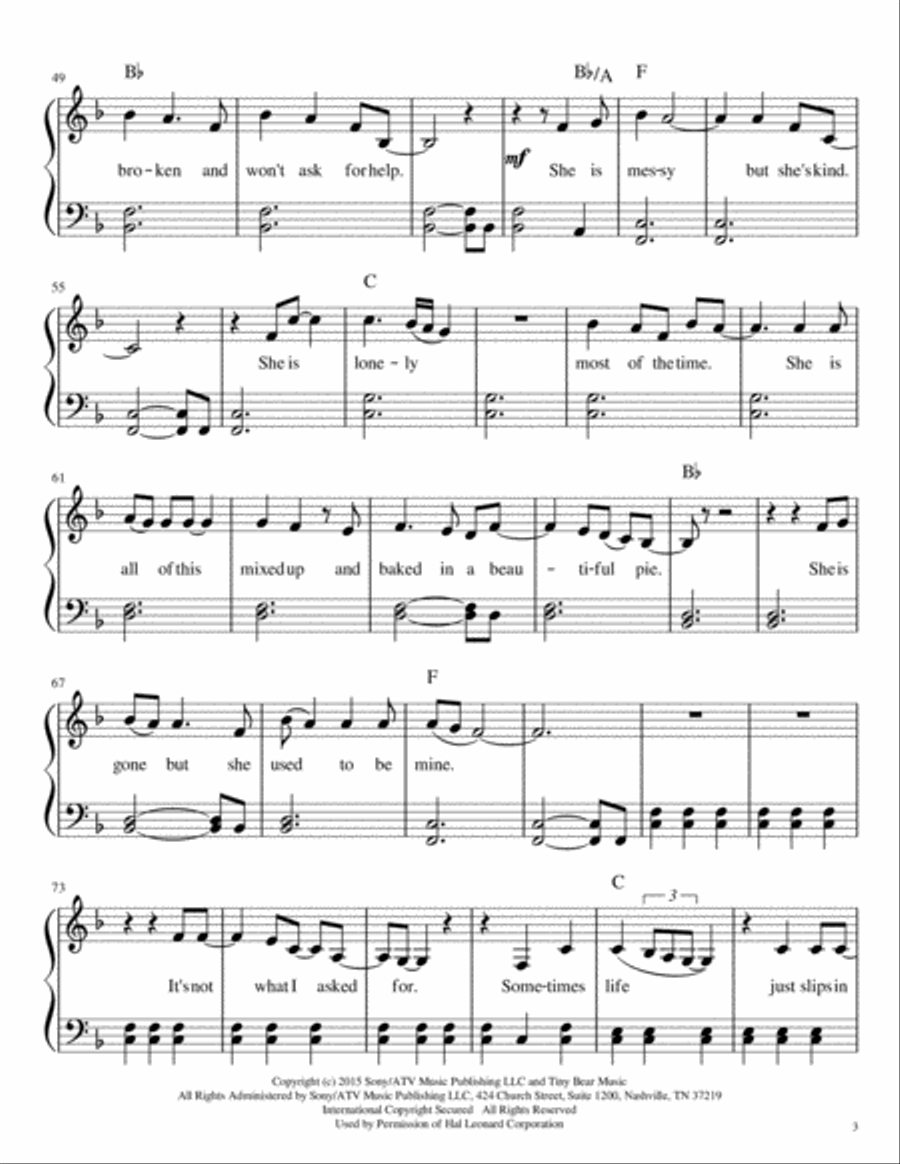She Used To Be Mine from WAITRESS THE MUSICAL Voice scores gallery preview page 3