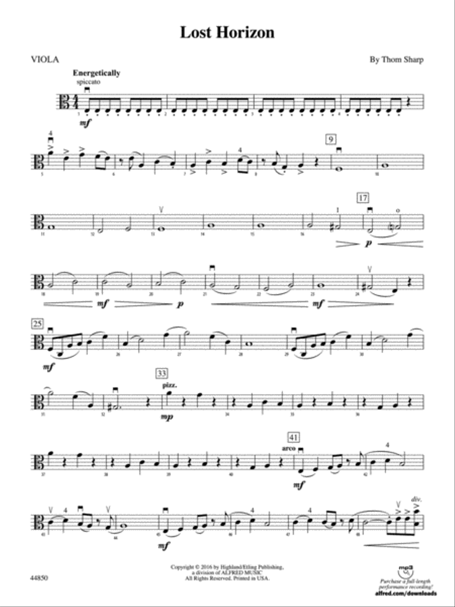 Lost Horizon: Viola String Orchestra scores gallery preview page 1