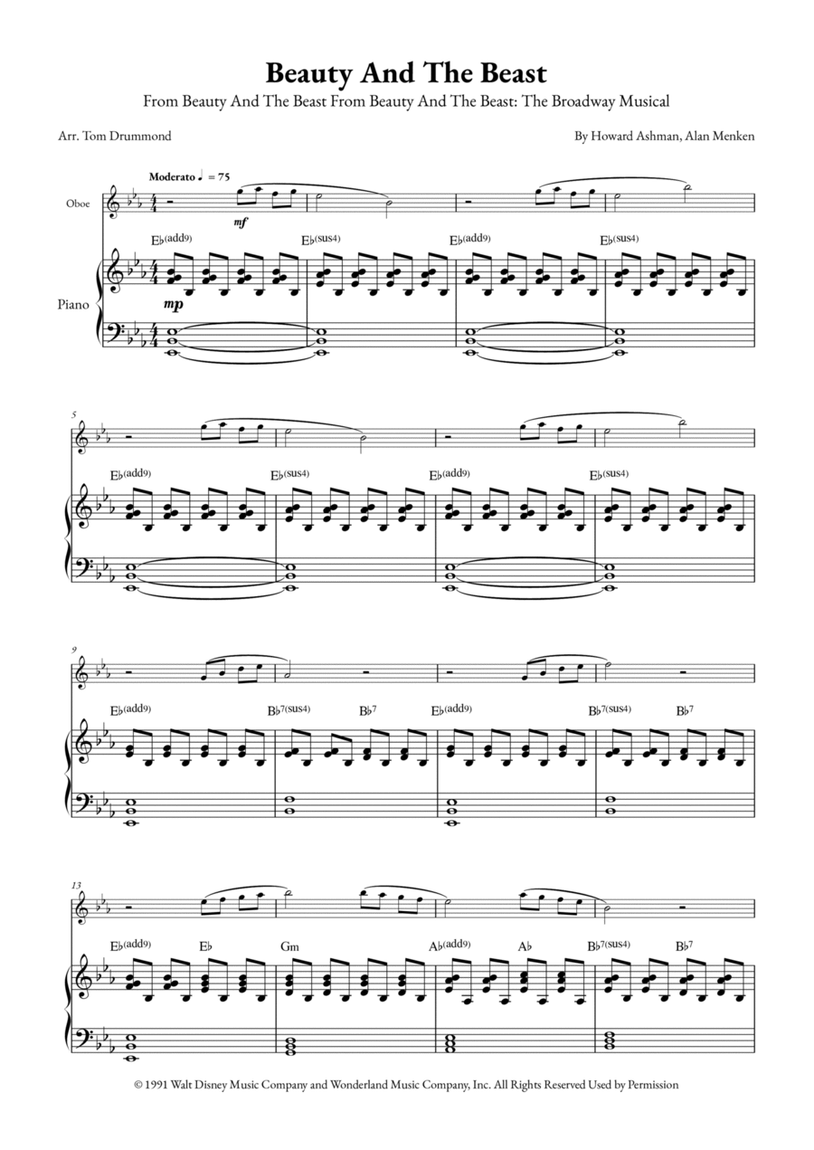 Beauty And The Beast Piano scores gallery preview page 1