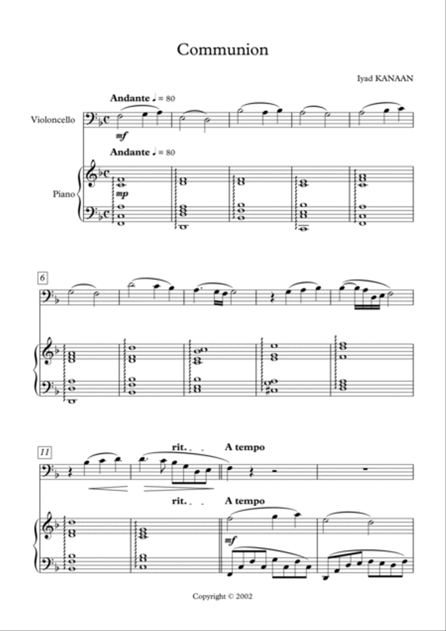 Communion for cello and Piano op. 2 No 4 Piano scores gallery preview page 2