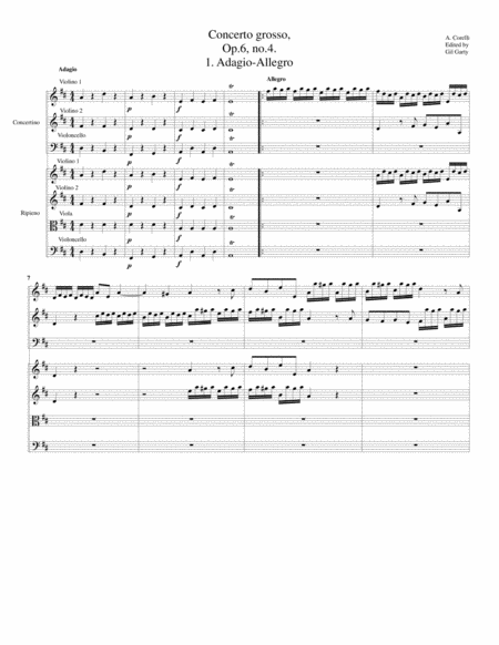 Concerto grosso, Op.6, no.4 (original)