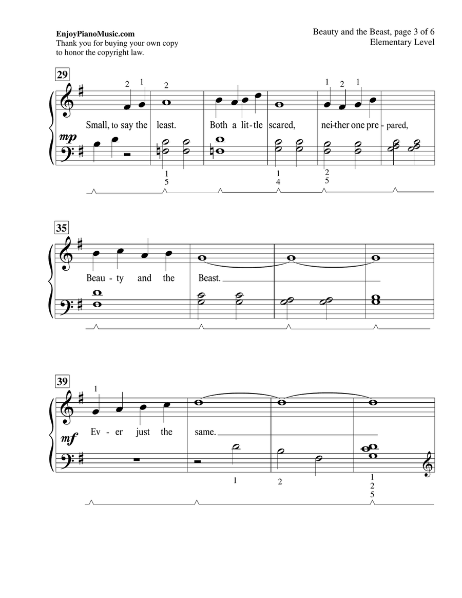 Beauty And The Beast Piano Method scores gallery preview page 4
